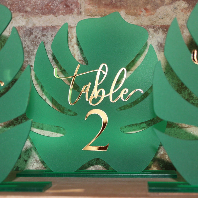 Monstera Leaf Table Number WITH Stand