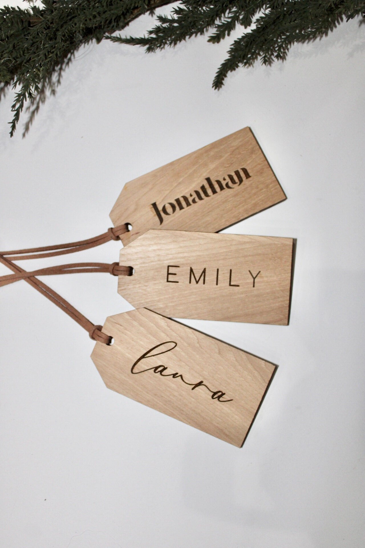 Modern Engraved Stocking Tag, Name Tags, Gift Tags