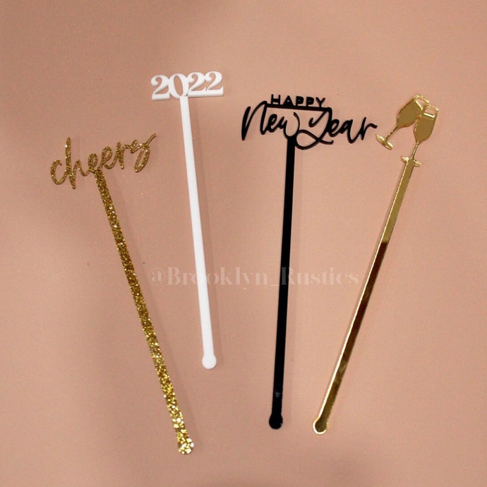 Pack of 12 New Years Stirrers | NYE Stir Sticks | 2023 Drink Stirrers | New Years Party Stirrers