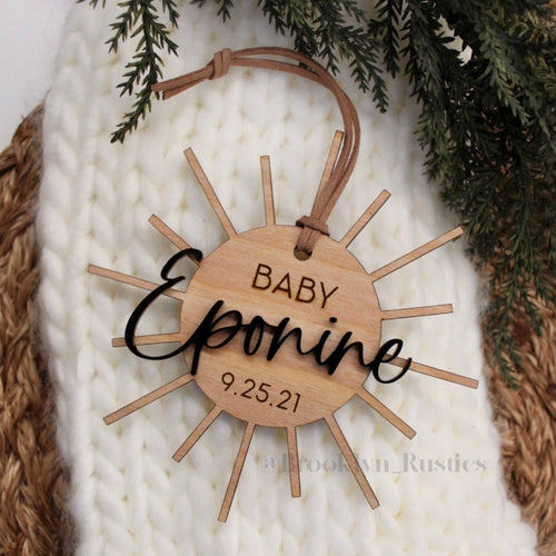 Sun Ornament | Personalized New Baby Ornament | Boho Ornament | Christmas Gift